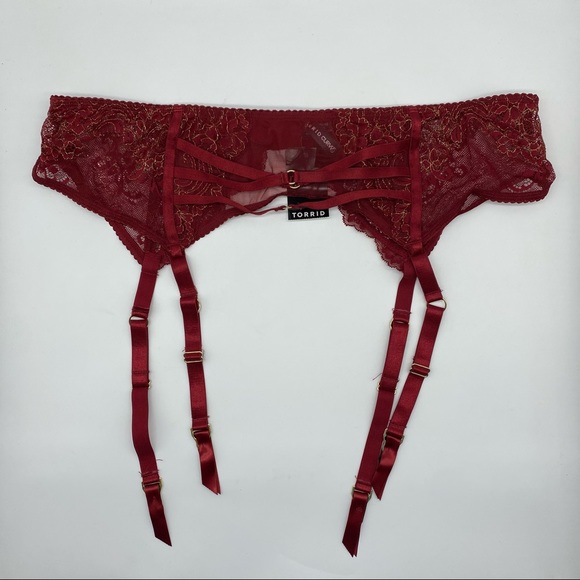 Torrid Women’s Plus Size Red Mesh Lace Bralette & Garter Set Size 1X - Picture 14 of 16